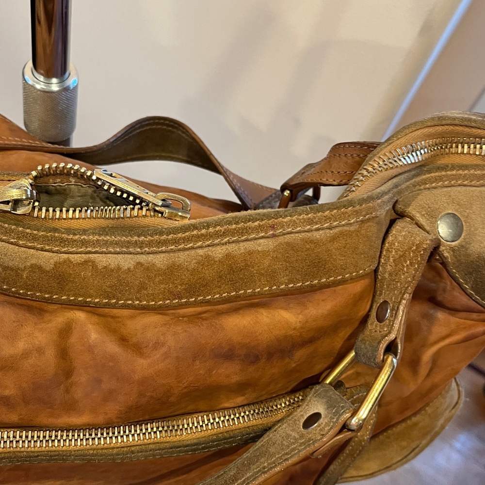 💃🧋Celine Vintage Leather Weekender Tote Bag Brown Shoulder Strap Made in Italy - Picture 3 of 12